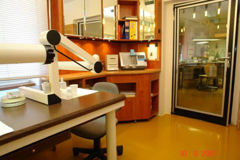 Getrennter Arbeitsplatz der Dentalkeramik und Photocompositmaterialien